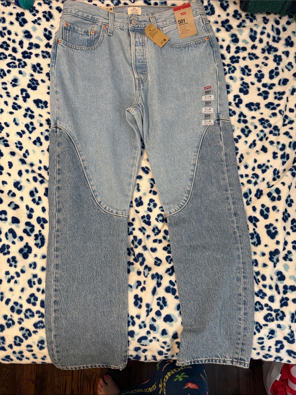 Levi's Two-Tone Light Blue Straight Leg Women's Jeans